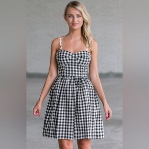 Gingham Daisy Straps Dress Sze S